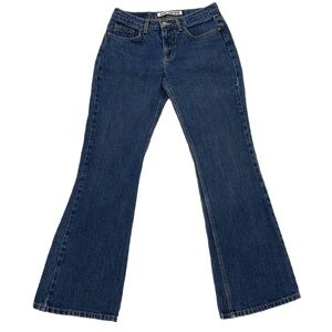 Express Precision Fit Jeans Women’s Size 5/6 Low Rise Flare Leg Denim Dark Wash